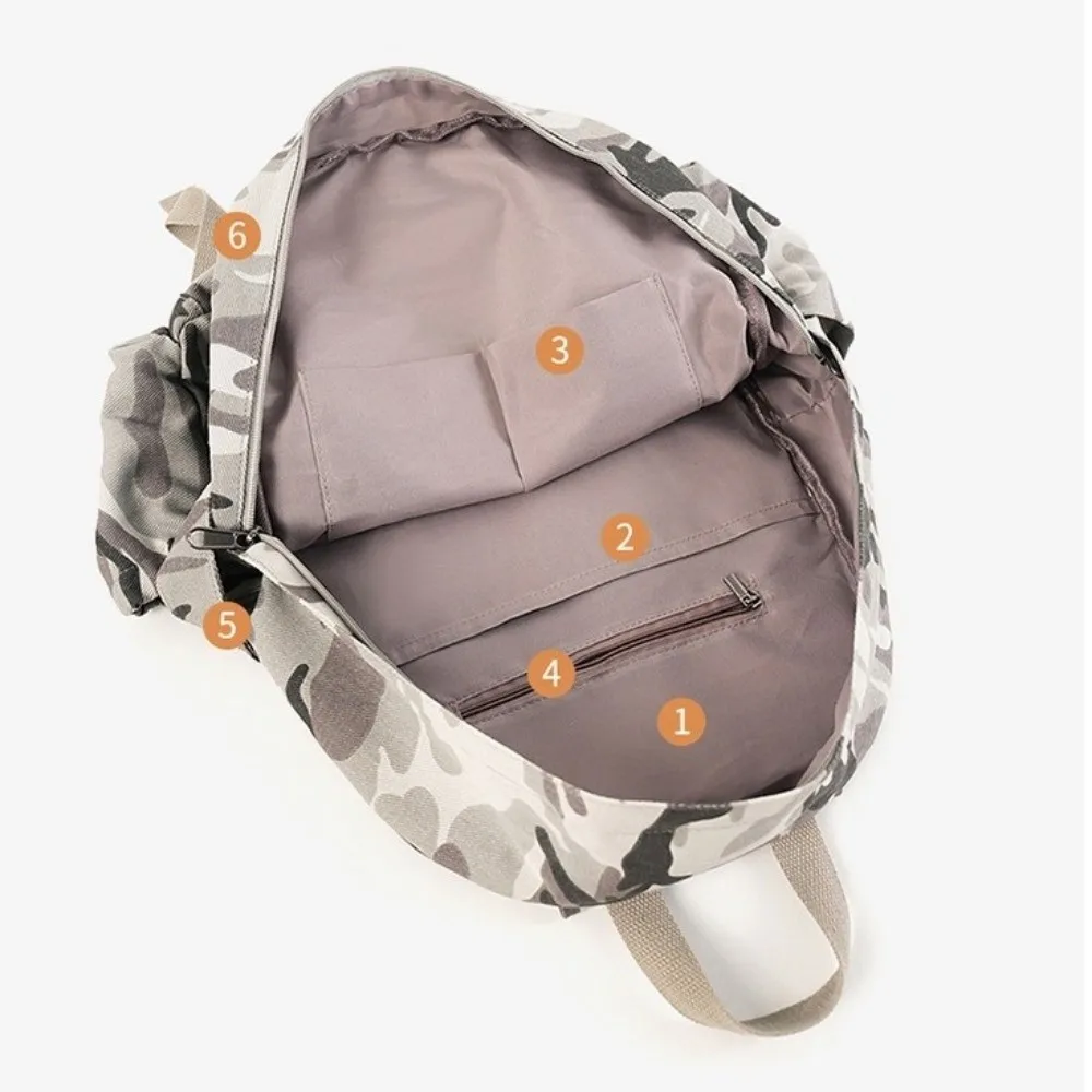 Casual Canvas Canvas Backpack Large Capacity Leopard Pattern College Rucksack Double Shoulder Travel Backpack Unisex