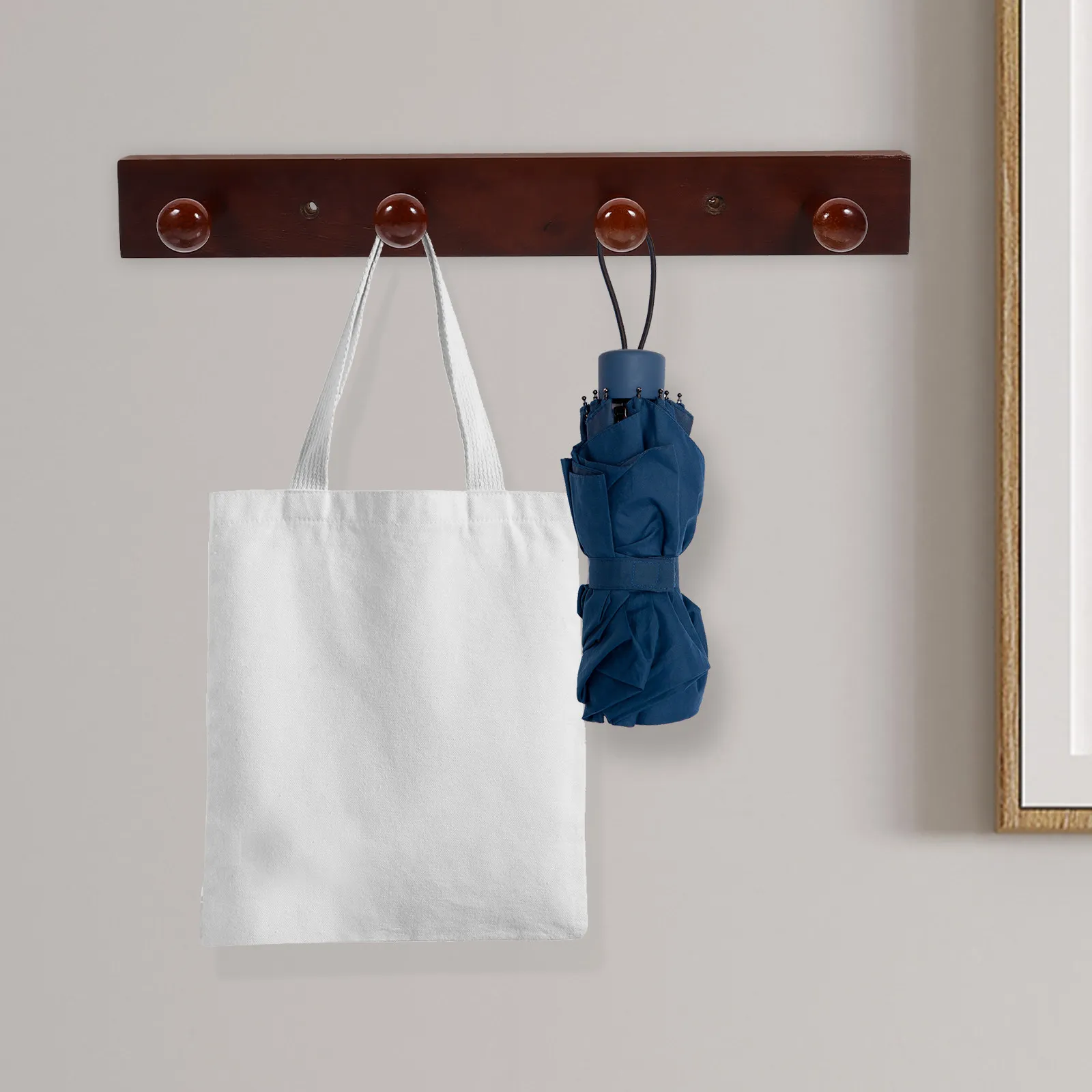 Wooden Wall Mounted Coat Hook Rack Vintage Style Multi-Functional Heavy Duty Hat Umbrella Key Towel Hanger for Living Room