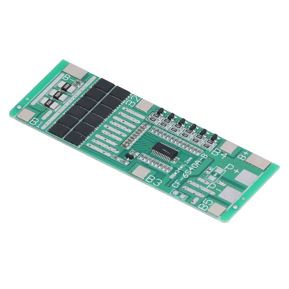 24V Lithium Battery Protection Board 40A 6S BMS Battery Cell Protection Board With Balance Lithium Battery Charger Board
