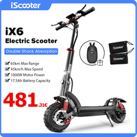 iScooter iX6 Electric Scooter 1000W Powerful Electric Kick Scooter Anti-skid Off Road Pneumatic Tire  65km Range 45km/h eScooter