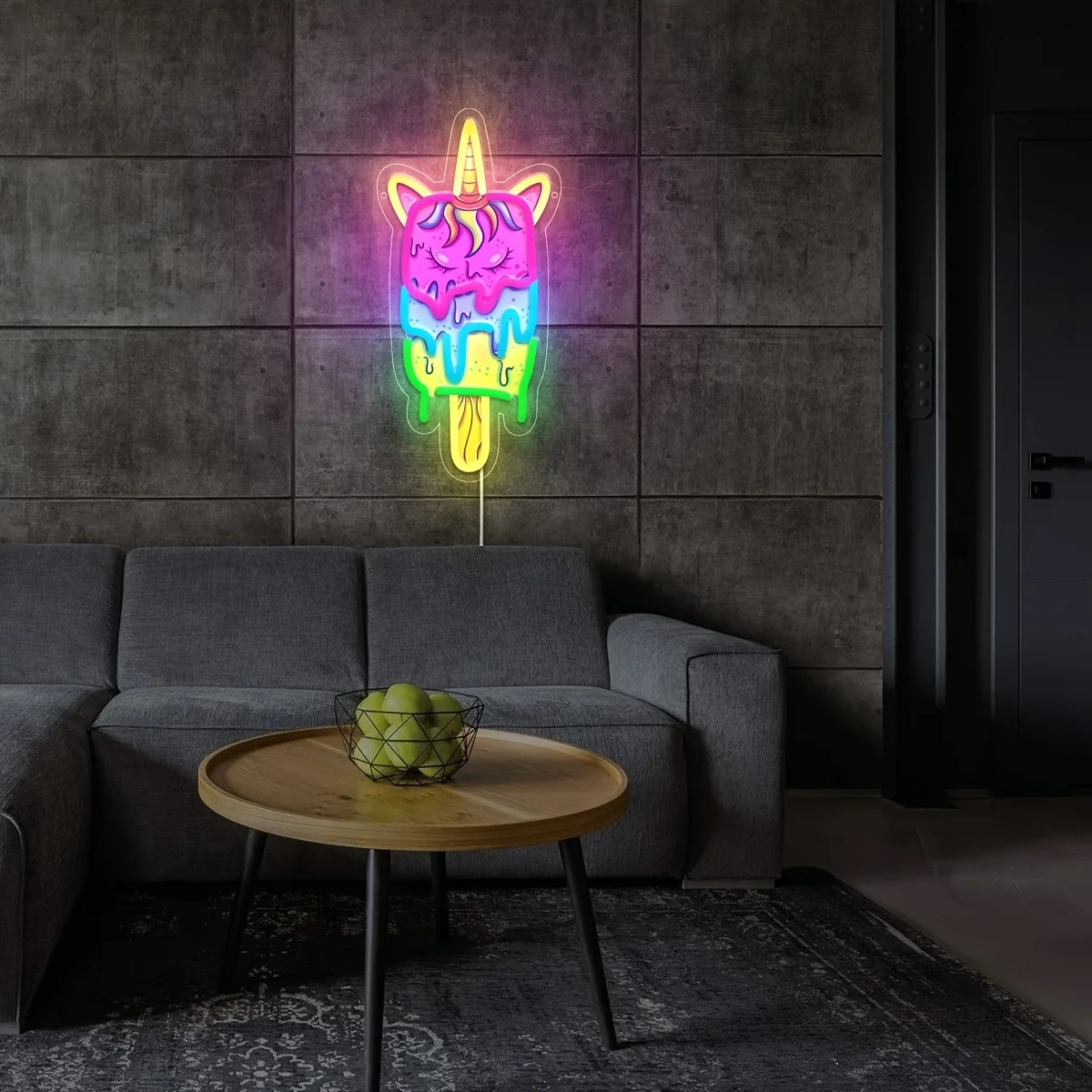 Unicorn Popsicle Neon Sign Fun Cartoon Ice Cream Neon Light Dimmable LED for Cave Bar Restaurant Art Wall Decor Birthday Gift