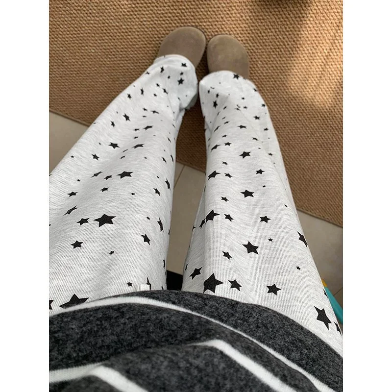 Korean Style Women Men Couple Straight Sweatpants Digital All Over Print Loose Long Trousers Autumn Winter S XXL