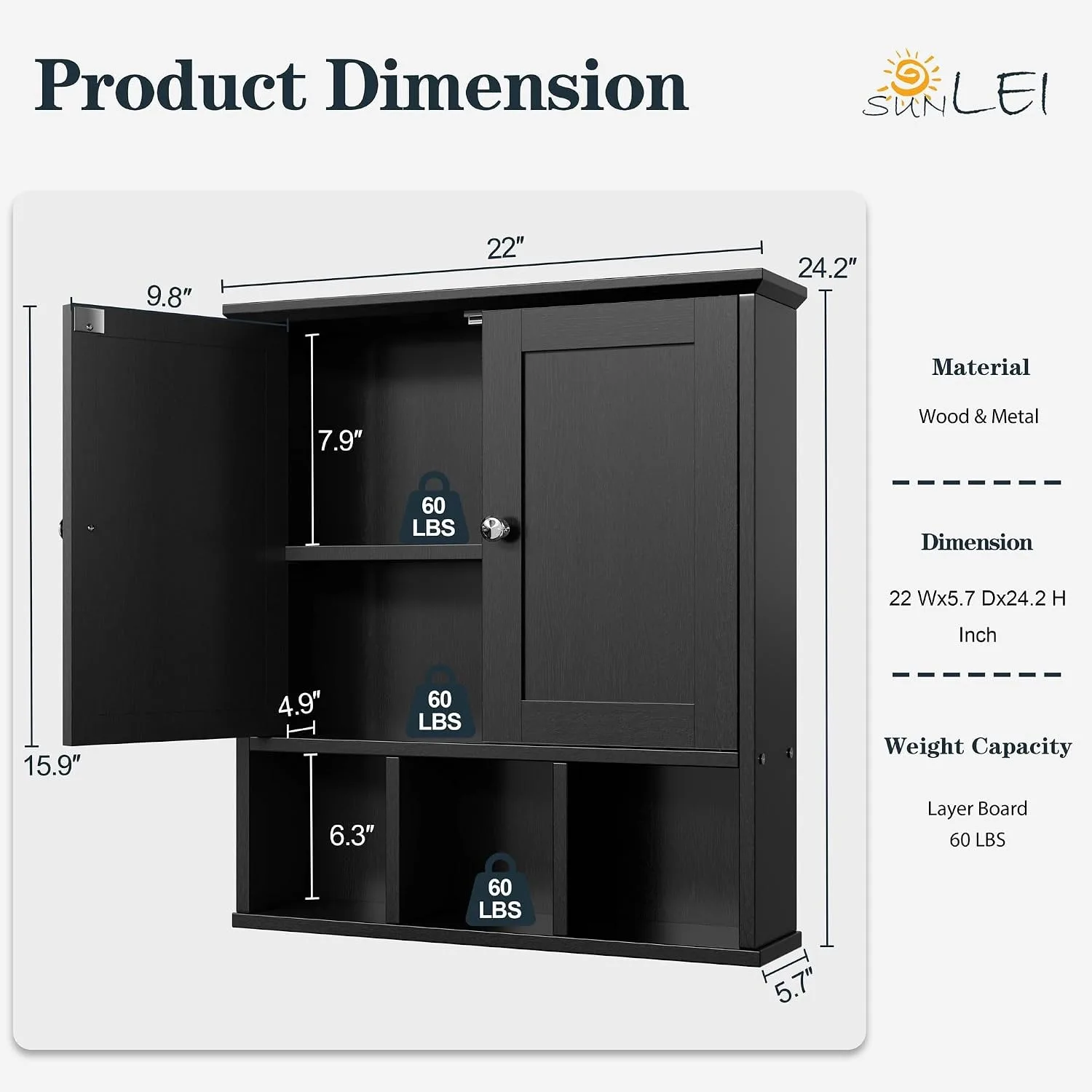 Bathroom Wall Cabinet, Bathroom Cabinet Wall Mount Organizer Shelf for Toiletries, Towels & Essentials, Customized