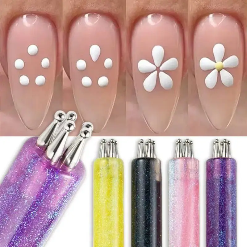 5 Petal Nail Dotting Tool, Fine Tip Rhinestone Picker Manicure DIY Nail Art Accessories