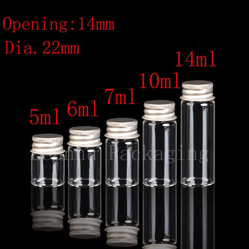 

50pcs clear small glass bottle with aluminum screw cap for essential oil powder sample vial