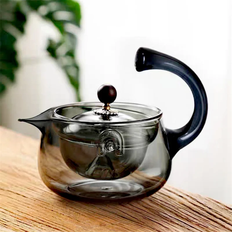 

High Temperature Resistant Rotating Tea Water Separation Filter Side Handle Glass Teapots Cooking Puer Tea Maker Kung Fu Tea Set