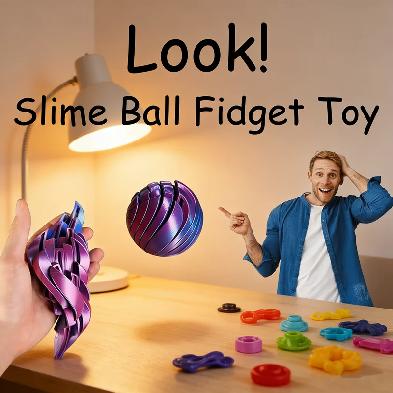 3D-Gedruckter Fidget-Ball, Flüssigkeits-Stressball mit Rotierendem Zahnrad, Twistsphere Angstlinderungsspielzeug, Schreibtisch-Spielzeug, Konzentrationsspielzeug