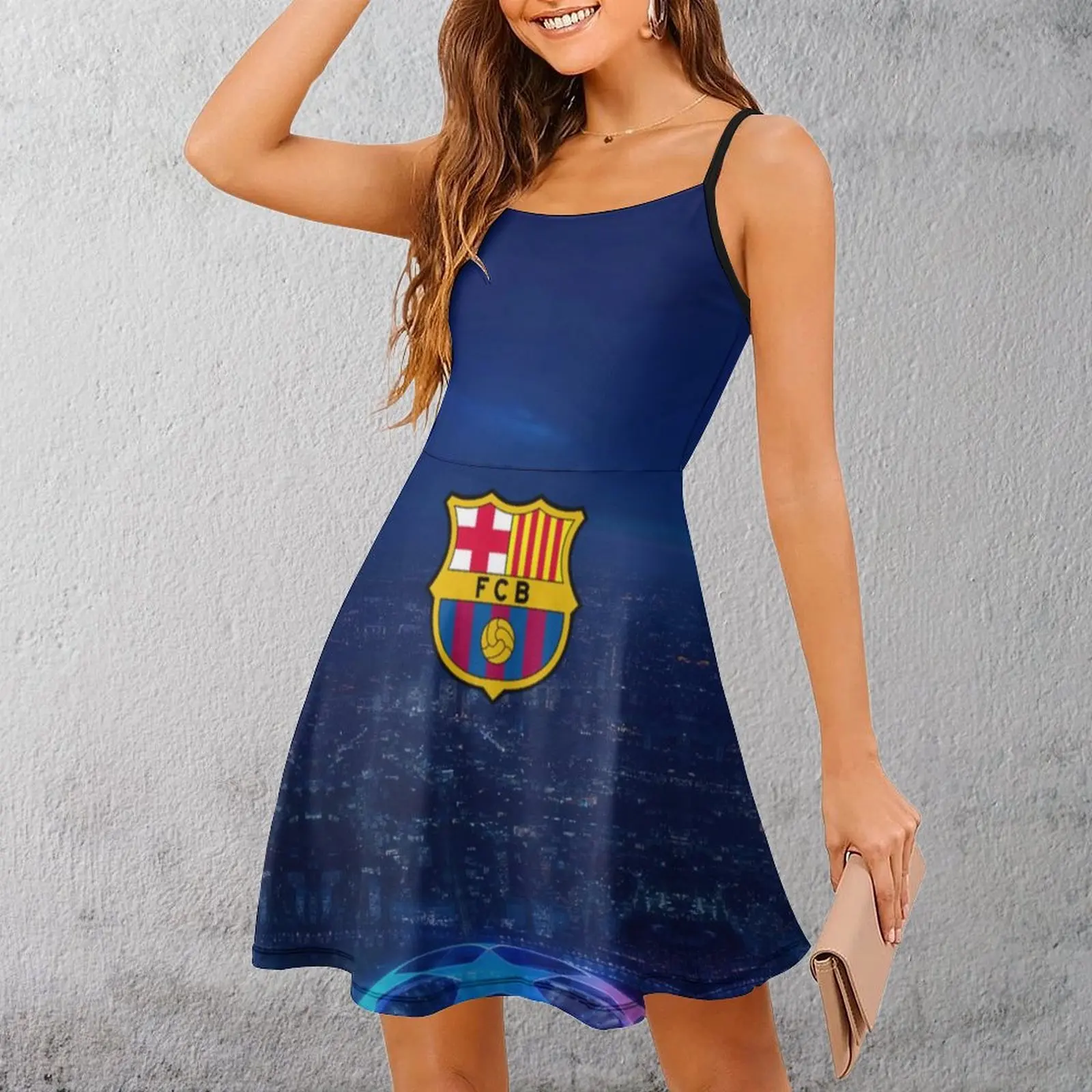 Vestido tipo tirantes para mujer FC Barcelona Barça FCB Culers Barcelonistas (149) con estampado gráfico, moderno, sexy, divertido y novedoso para fiestas