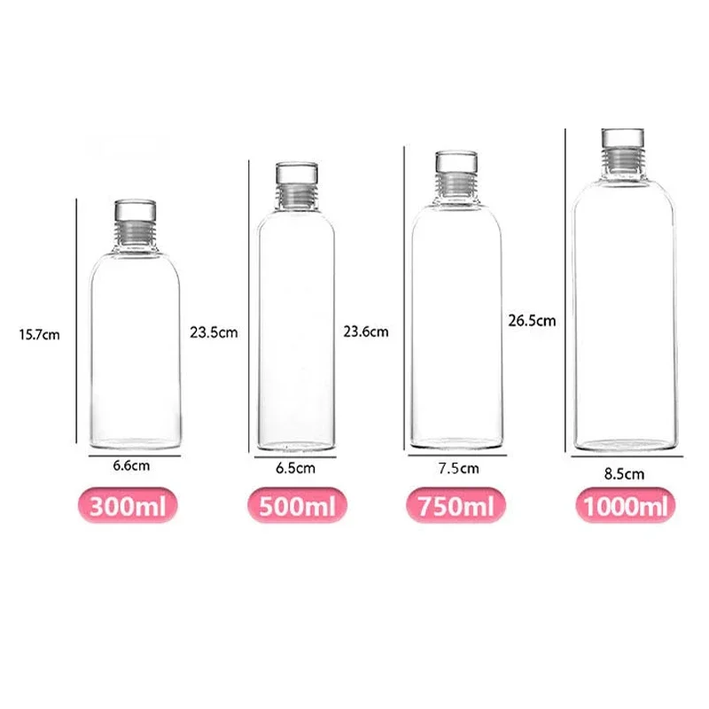 Large Capacity Glass Water Bottle with Time Marker Simple Milk Cup Birthday Gift Transparent Bottle with Lid for Water Drink