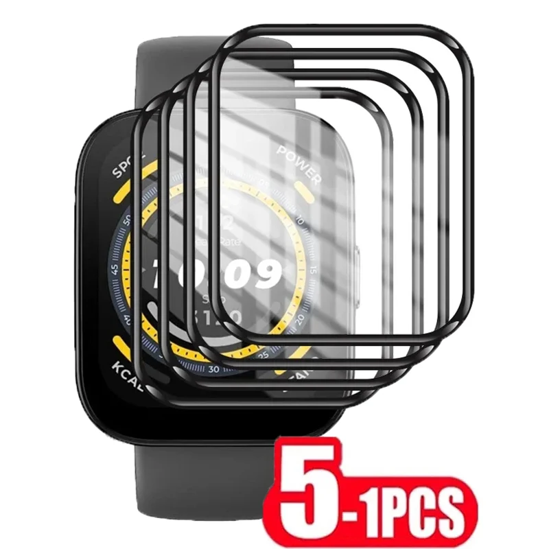 1-5Pcs Screen Protector For Amazfit Bip 3 Bip3 Pro Full Curved Films Protective Cover Film For Amazfit Bip 5 Watch Accessories