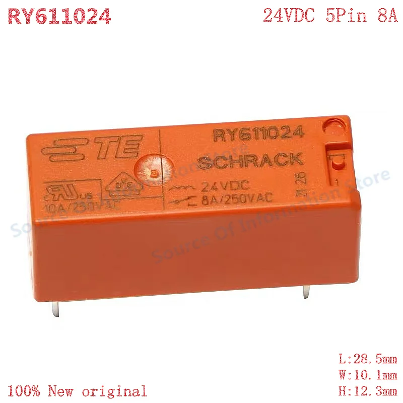 5Pcs RY611024 TE/SCHRACK 24VDC 8A 5Pin Relay 100% New Electronic Component