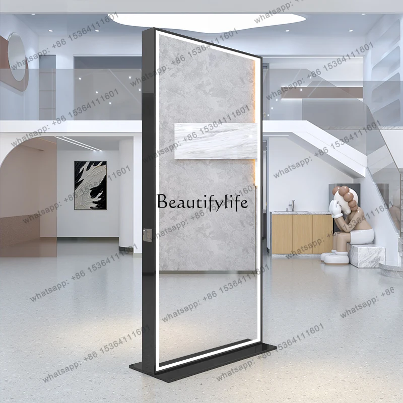 D30Single and double-sided floor mirror with lamp, perm and dye hair cutting mirror, special for beauty salon.