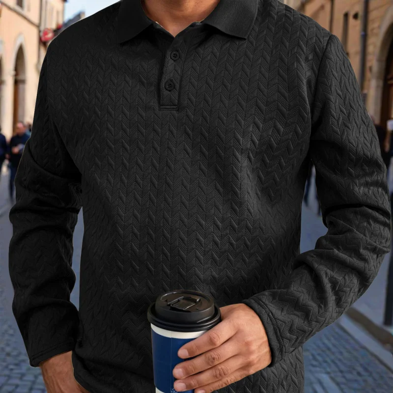 Europe and America ins Spring and AutumnPOLOMen's Casual Sports Polo Shirt with Ribbed
