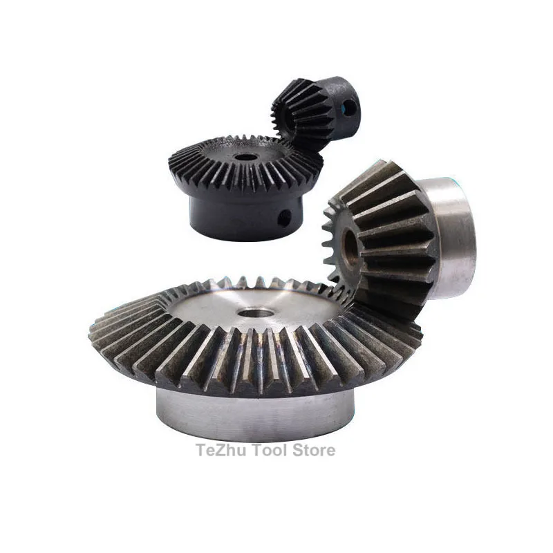 1Set Precision Bevel Gear 1:2 Speed Ratio 90 Degree Transmission Bevel Gear 0.5/0.75/0.8/1/1.5/2/2.5/3 Module Process Bore