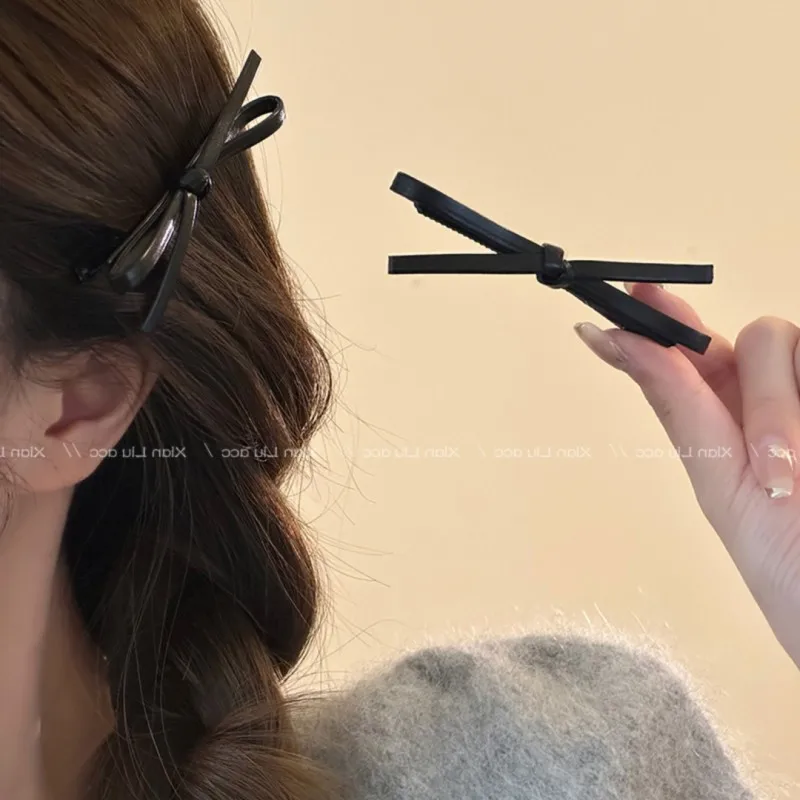Pince à cheveux nœud papillon en PU coréen, pince à bec de canard, épingle à cheveux élégante, vêtements de sauna, accessoire de coiffure