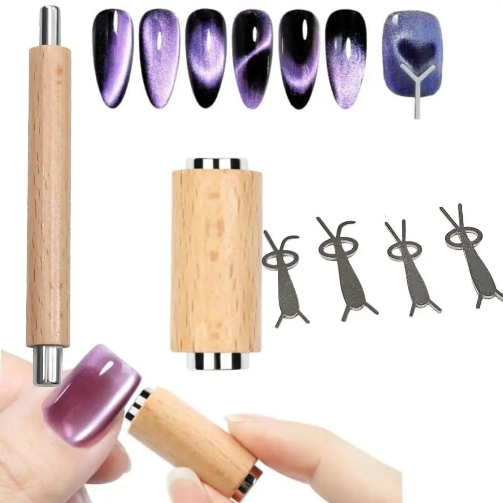 Eisen Kaninchen Nail Art Werkzeug DIY Maniküre Kit Passender Katzenaugen-Magnet für Nägel Kaninchenförmiger Führungsnagel-Magnet-Set