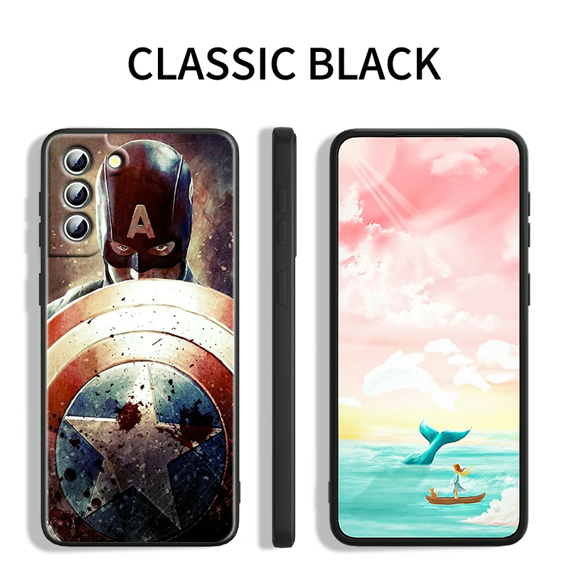 Capa de telefone preta para Samsung Galaxy, Motoqueiro Fantasma, Capitão América, S24, S23, S22, S21, S20 FE, S10, S10E Plus, Ultra Pro Lite, 5G