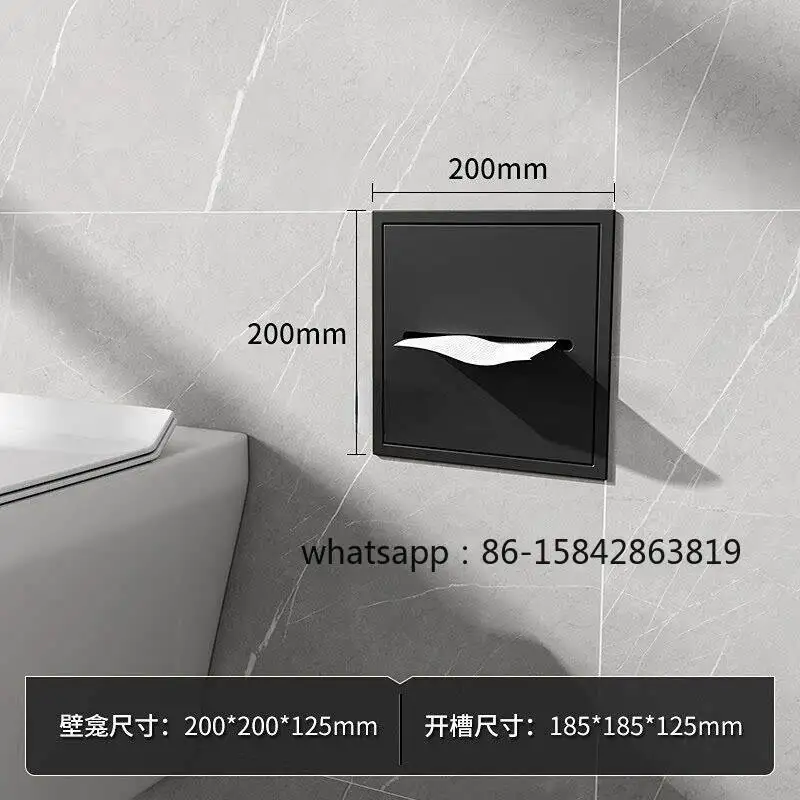 Wall Mount Embedded Bathroom Niche Multifunctional Metal Rack Tissue Box Trash Can Combo