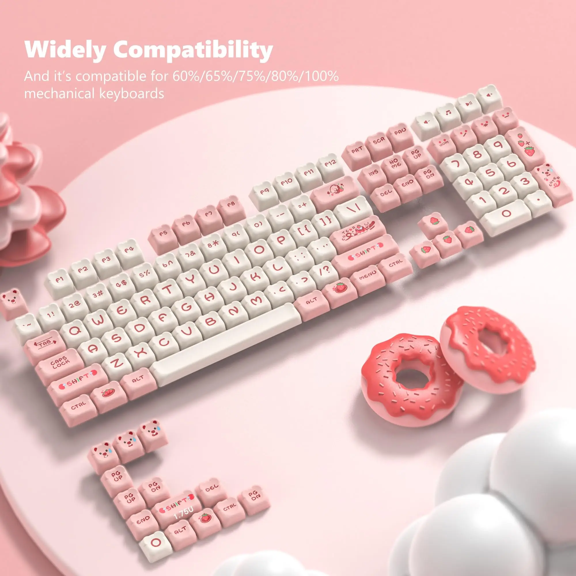 122 tasti Profilo MDA Pink Bear PBT Copritasti Doppio Colpo doganale Copritasti per 87/104 Cherry MX Switch Gaming Tastiera Meccanica