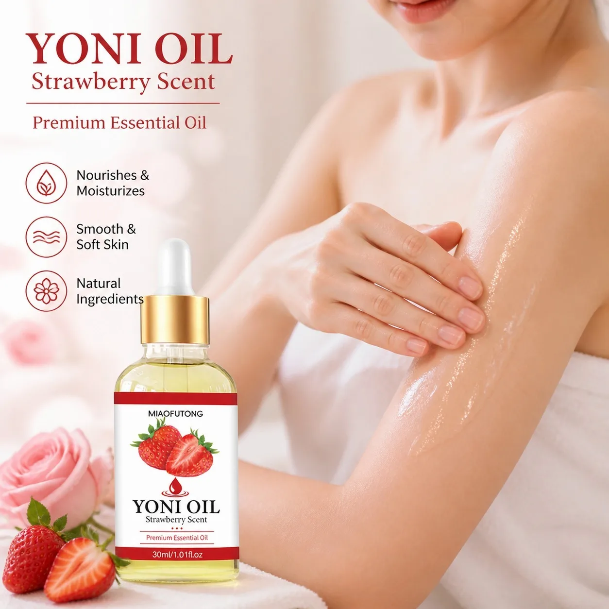 1/2/3PCS Strawberry Intimate Essential Oil 30ml, Moisturizes and Nourishes the Skin, Gentle Feminine Intimate Care Oil