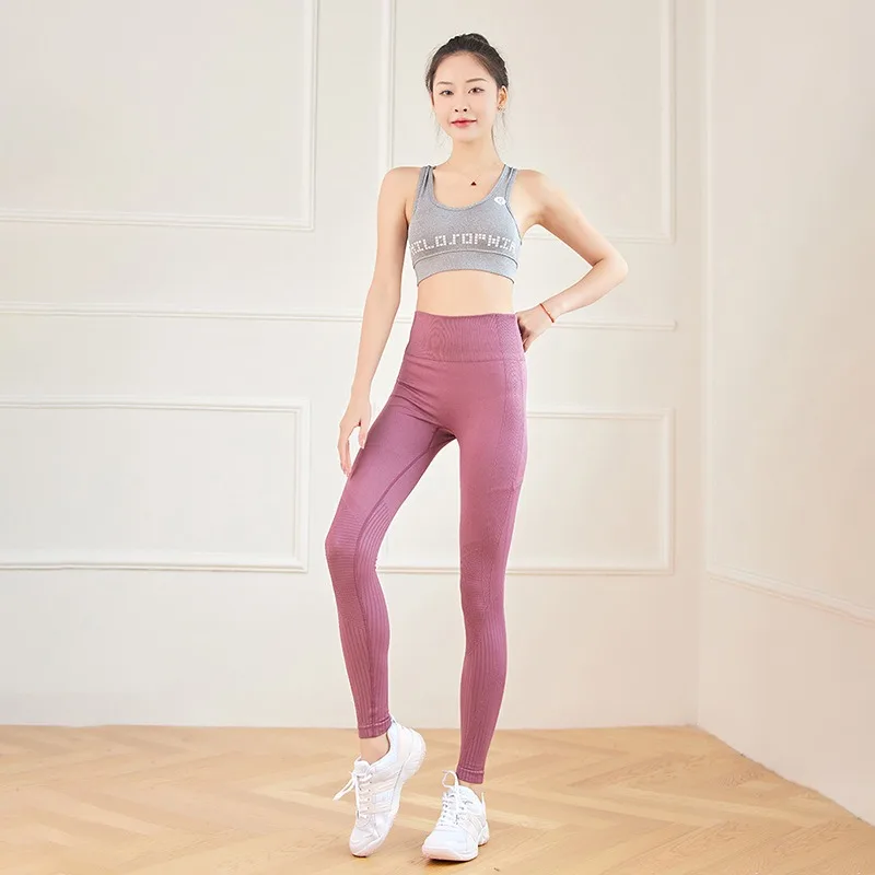 Yoga Fitness Leggings Women Seamless Sports Tights High Waist Stretchy Workout Running Fashion Knit Hip Liftting Skinny Leggings