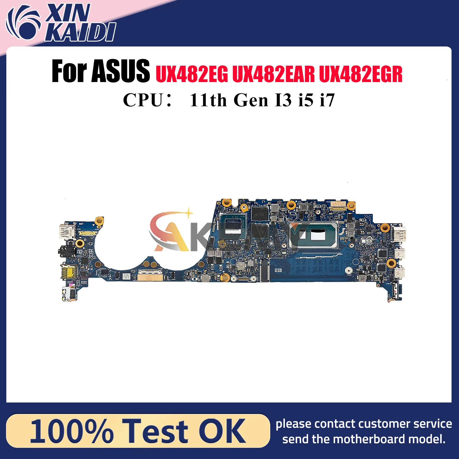 

UX482EG Материнская плата для ноутбука ASUS ZenBook UX482E UX482EGR BX482E BE482E UX482EAR UX4100E UX482EG Материнская плата 11-го поколения I3 i5 i7 U