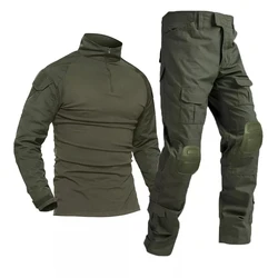 Men Tactical Suits Outdoor Paintball Clothing Uniform Shooting Combat Camouflage Shirts Cargo Knee Pads Pants