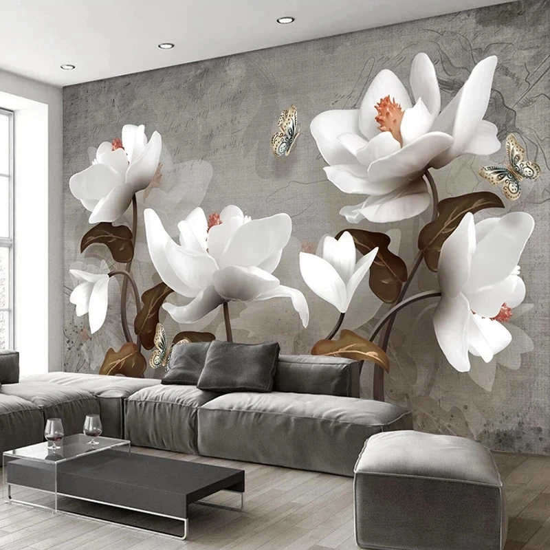 Custom 3D Wallpaper Flower Mural Retro Modern butterfly Living room sofa TV background wall bedroom restaurant study Hotel photo