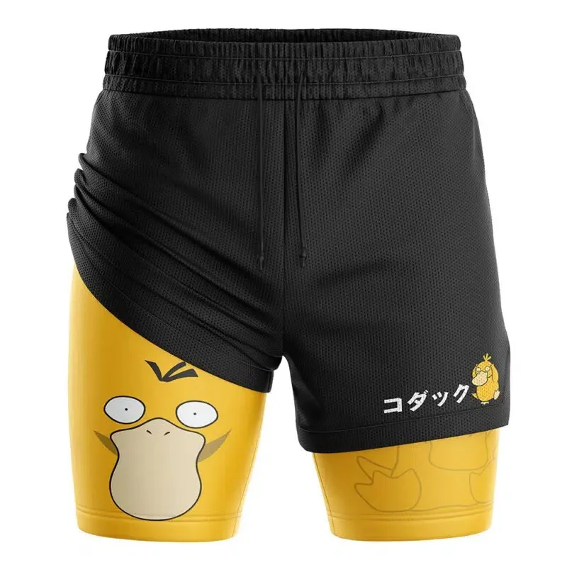 2026 Men's Shorts Double-layer Mesh Quick-dry Fake Two-piece Set Anime Merchandise