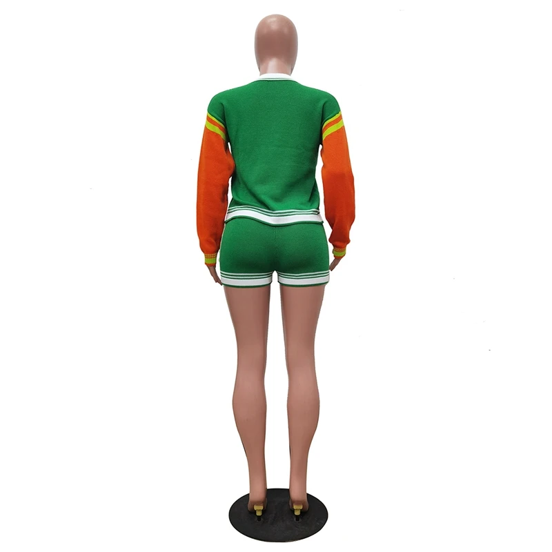 سيدة أنيقة المرقعة محبوك 2 قطعة مجموعة المرأة قميص طويل الأكمام والسراويل الدعاوى 2025 الخريف ملابس رياضية غير رسمية