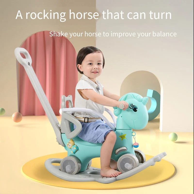 Multi-functional Baby Balance Horse Car Kids Rocking Chair Thickening Chassis Multifunctional PE Plastic Toys Indoor Riding Toys