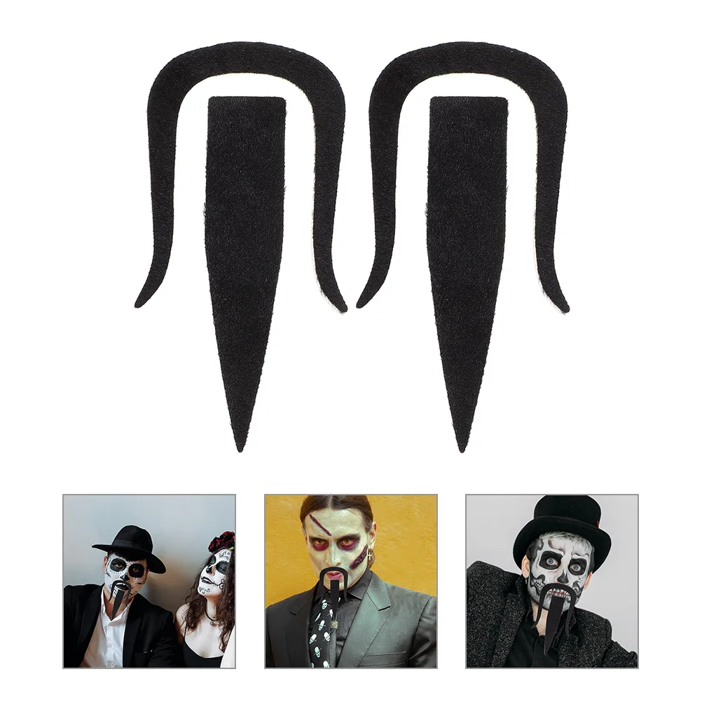 

2 Sets Fake Beard Realistic Mustache for Men Carnival Party Costume Role Playing Stage Performance Cosplay Decor