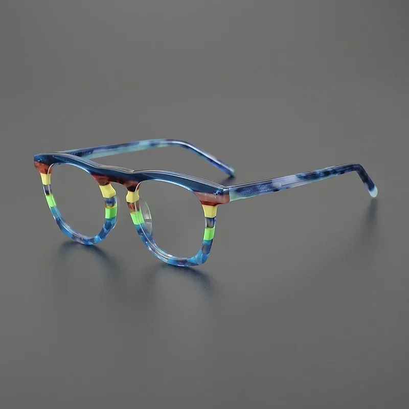 High Quality Handmade Sheet Glass Frame Fashion Color Matching Large Framemen and Women Myopia Reading Prescription Eyewear