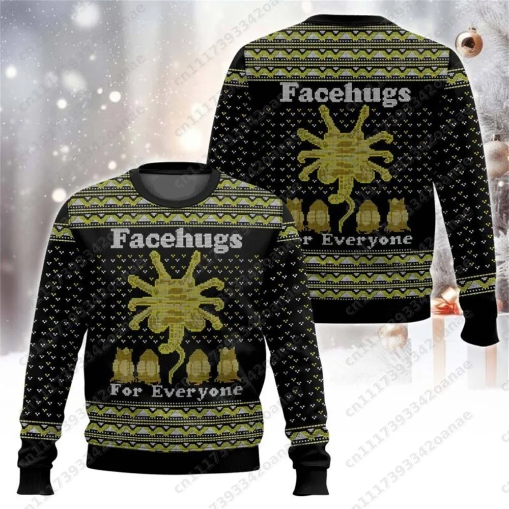 Free Hugs Alien Facehugger Ugly Christmas Sweater Anime Men's and Women's Pullover 2026 Couple Hoodie Sweatshirt Family Style2