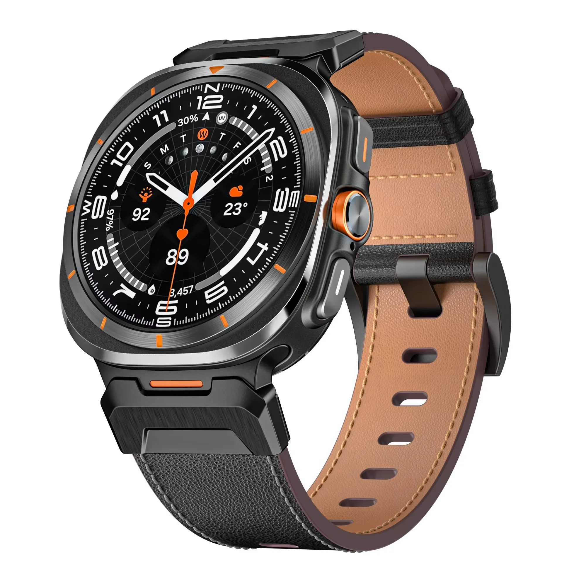 Pulseira de couro para Samsung Galaxy Watch, Mecha, Pulseira em aço inoxidável, Acessórios Ultra Braceletes, 7 Ultra, 47mm