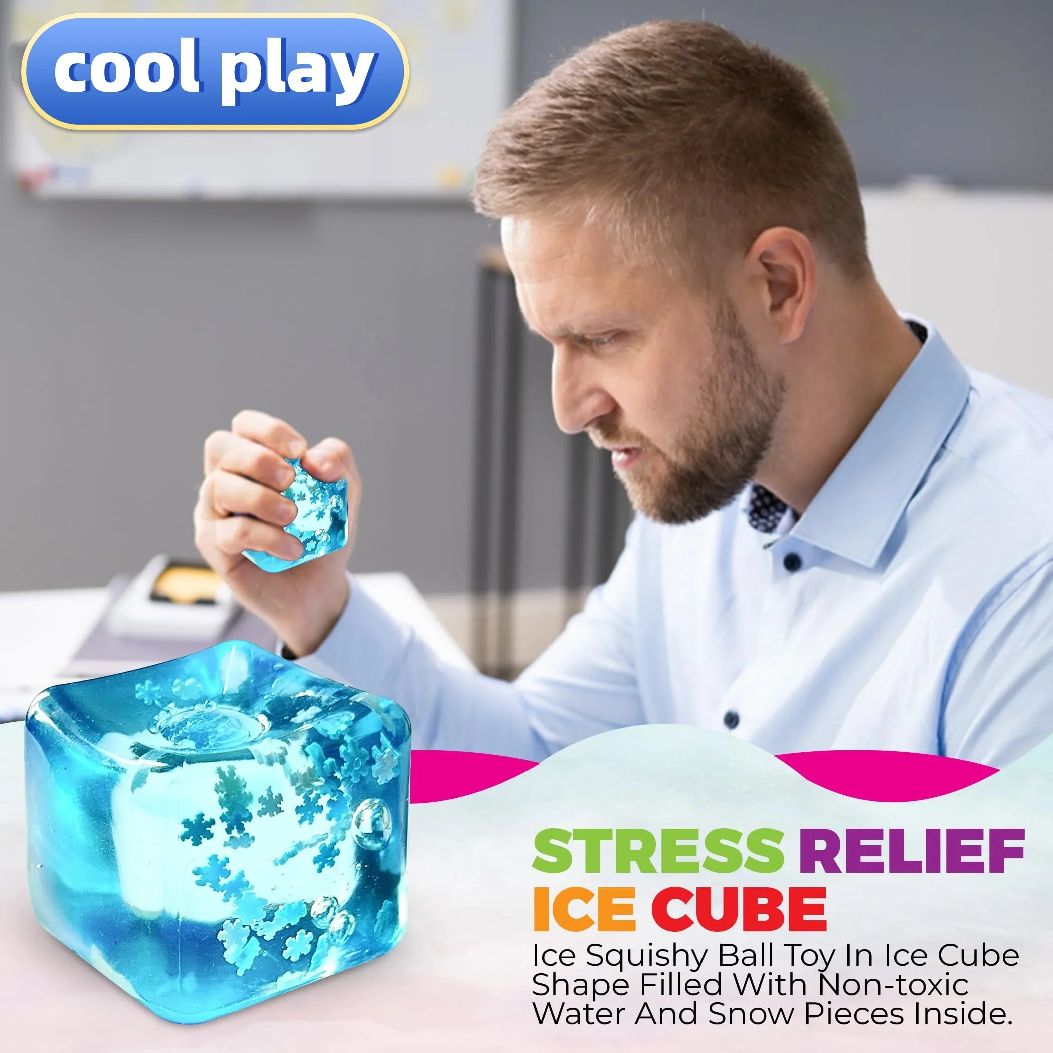 Juguete sensorial suave para niños y adultos, pelota antiestrés, bonito cubo de hielo blando, juguete antiestrés para ansiedad, descompresión, antiestrés