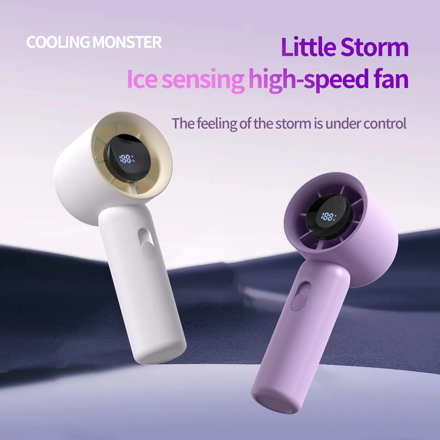 

New Portable High-Speed Handheld Small Fan 100-Gears Wind Power LED Intelligent Digital Display USB Charging Mini Fan