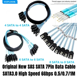 Cable de datos SATA3.0 SAS Original, 4 SATA, 6 SATA, 8 SATA de alta velocidad, 6Gbps para disco duro SSD, servidor de tarjeta Raid, 0,5 M/0,7 M/1M