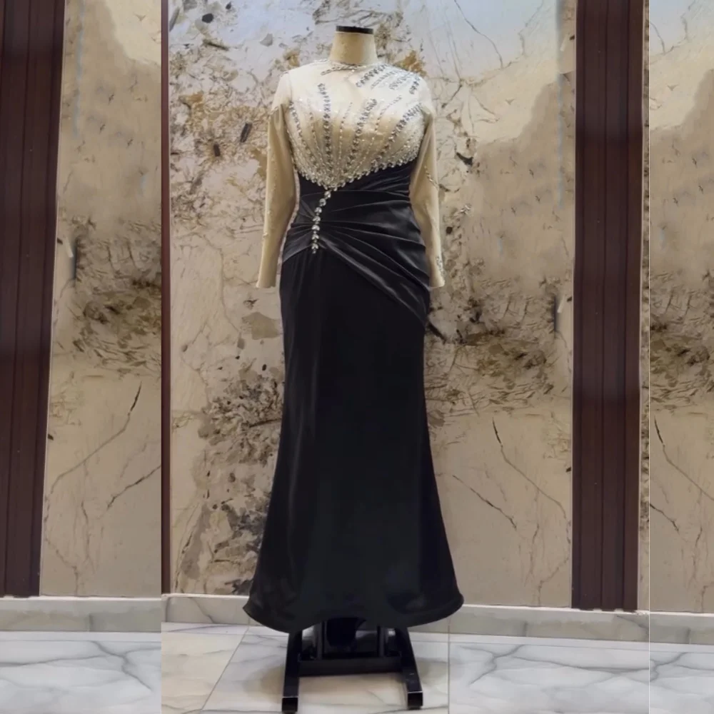 

Customized Charmeuse Rhinestone Sequined Trumpet Long Dresses Bespoke Occasion Classic Women's Evening Sparkle