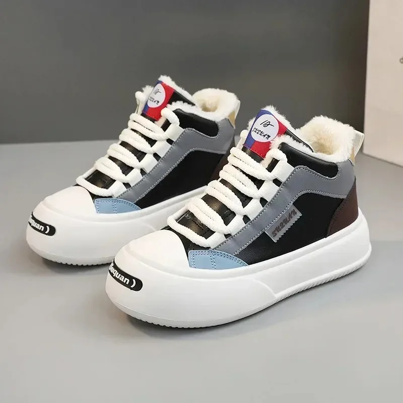 2024 Winter Outdoor Plush Warm Shoes Women's Sports Board Thick Sole Increase Cotton Footwear Sneakers Female Boots Booties