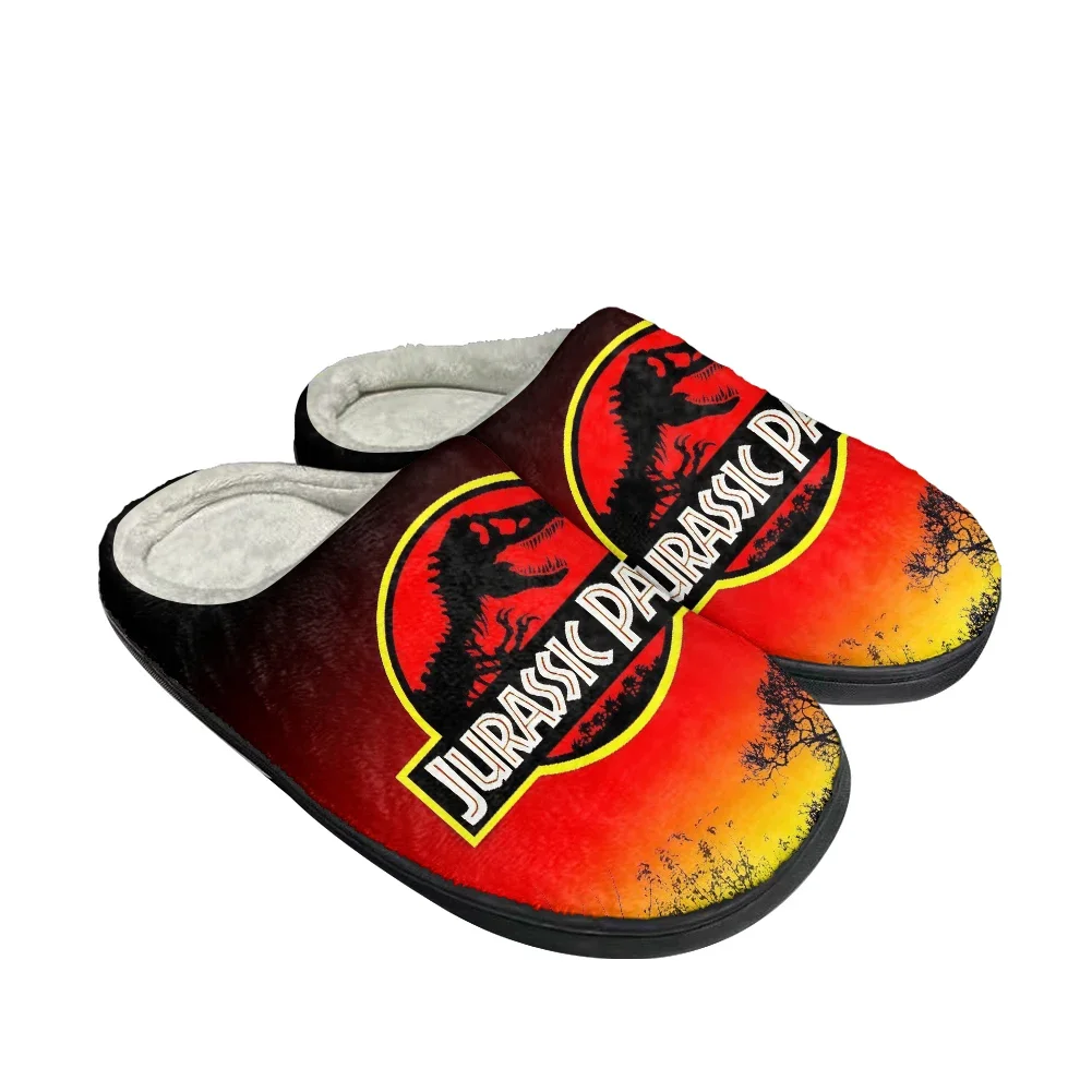 

Модные хлопковые тапочки в стиле «Парк Юрского периода» для мужчин и женщин, плюшевые повседневные теплые сандалии, комфортная термообувь