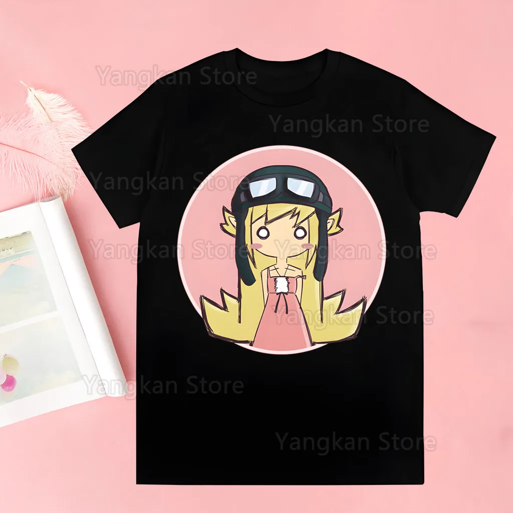 Bakemonogatari Oshino Shinobu camiseta mujer Kawaii dibujos animados Punk divertida camiseta Hip Hop ropa de calle Unisex ropa Harajuku