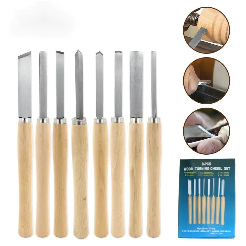 8-piece set of high-speed steel woodworking turning tools, carving tools, woodworking chisels,extended woodworking turning tools