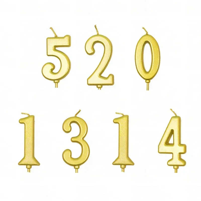 誕生日ケーキ用の金のデジタルキャンドル,数字,0, 1, 2, 3, 4, 5, 6, 7, 8, 9,女の子,男の子,赤ちゃん,パーティーの装飾用品直送