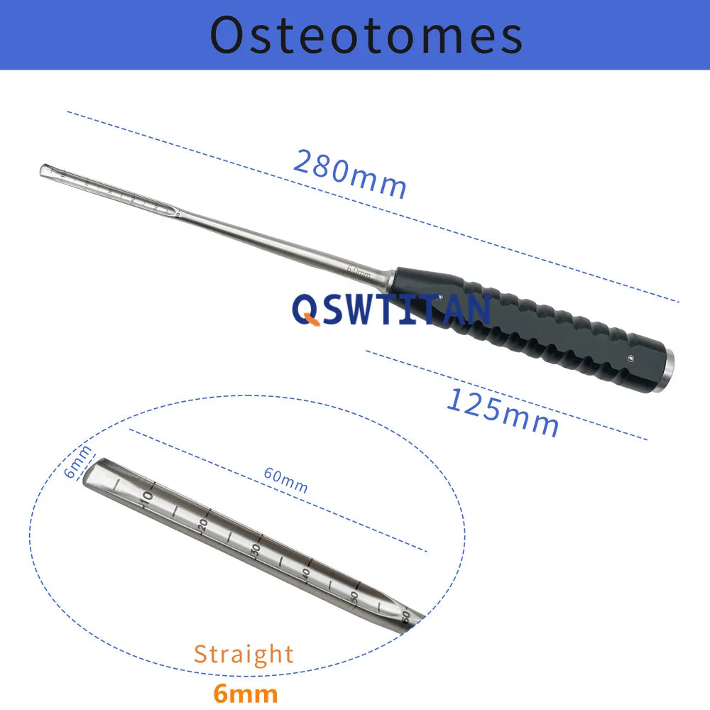Orthopedic Instrument Osteotome Bone Chisels 6mm-12mm Straight Curved Orthopedics Instruments QSWTITAN