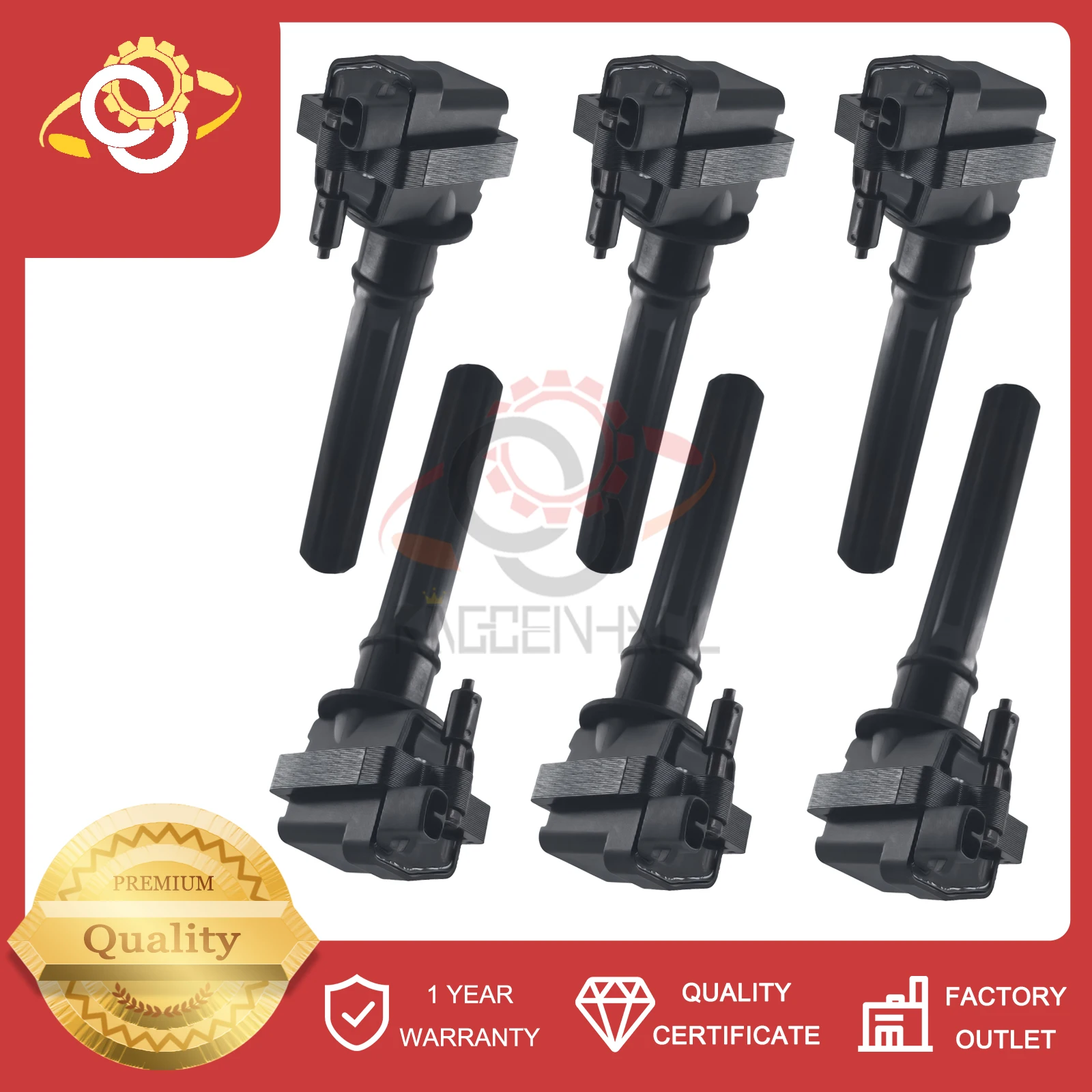 6PCS Ignition Coil Pack UF295 4609088AC Compatible With Dodge Neon PT Cruiser Chrysler Caravan Sebring 2.4L Engine Replace Part