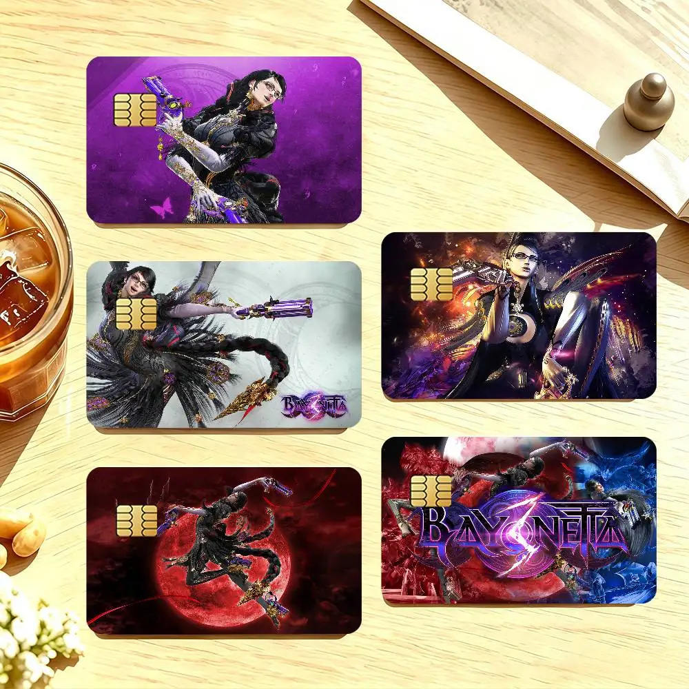 Game Bayonetta 3 Credit Card Public Transportation Cards Sticker Waterproof Card Face Decoration 4PCS