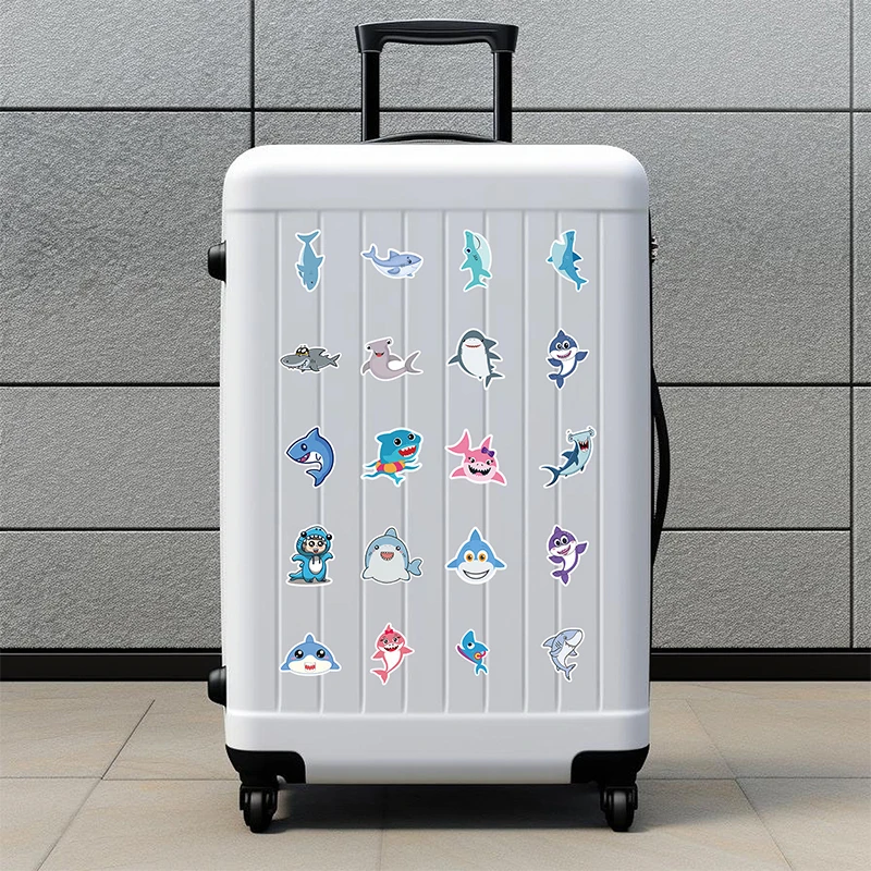 50 шт., наклейки с милой мультяшной акулой, эстетические граффити с океанскими животными, водонепроницаемые виниловые наклейки для бутылок с водой, ноутбук, журнал, подарок