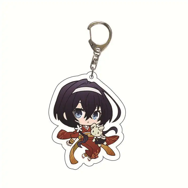 Q Version Anime Stray Dogs Keychain Shaking Osamu Dazai Nakahara Sensibility Cosplay key Chain Ring Keyring Pendant Accessories