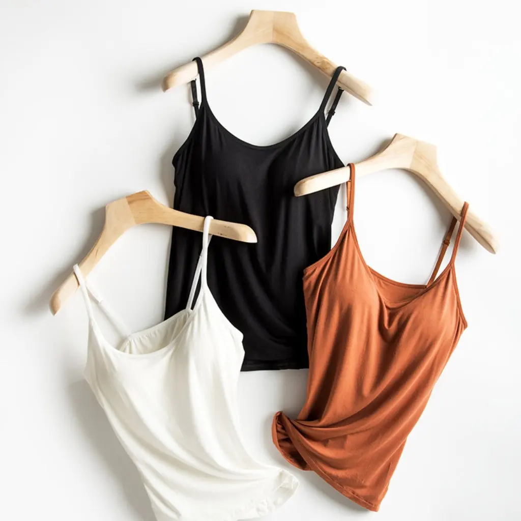 

Women's Large Size Camisole Solid Color No Steel Ring with Chest Pad for Outer Wear Inner Home Small Sling